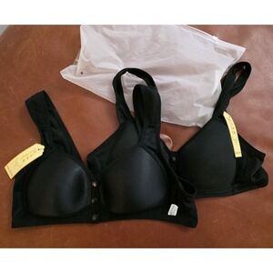 Black Front Snap Nursing Bra Wireless Comfort Bra Size 42/95 NWT Lot Of 2